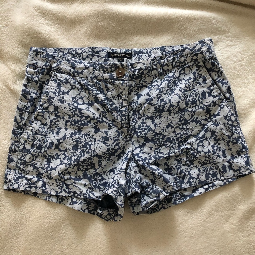 Blue and white patterned shorts